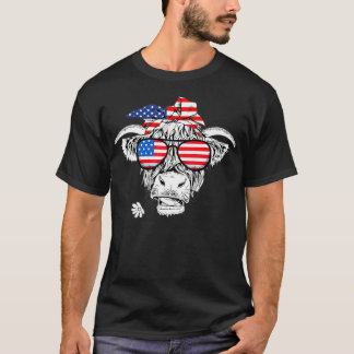 Highland Cow American Independence Day 4th of July T-Shirt