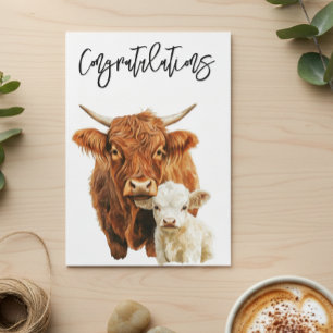 Highland cow and Baby Congratulations Card