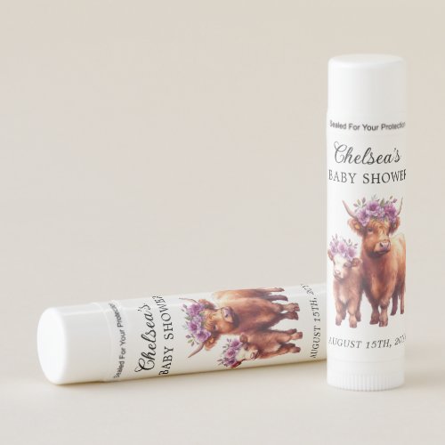 Highland Cow and Calf Baby Shower Lip Balm Favor