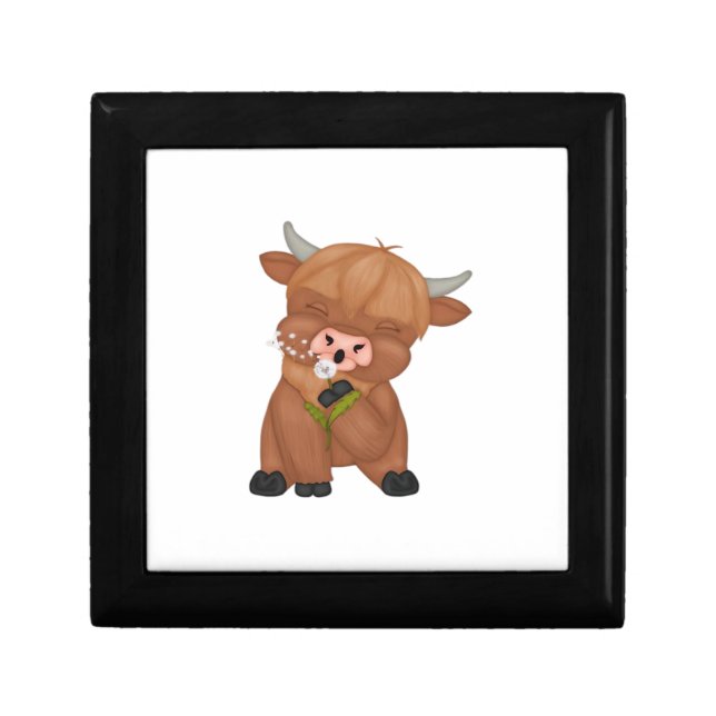 Highland Cow and Dandelion Puff Classic T-Shirt Gift Box (Front)