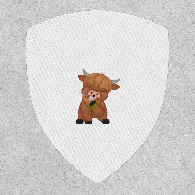 Highland Cow and Dandelion Puff Classic T-Shirt Patch (Front)