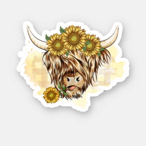 Highland Cow And Sunflowers Perfect design for pe Sticker