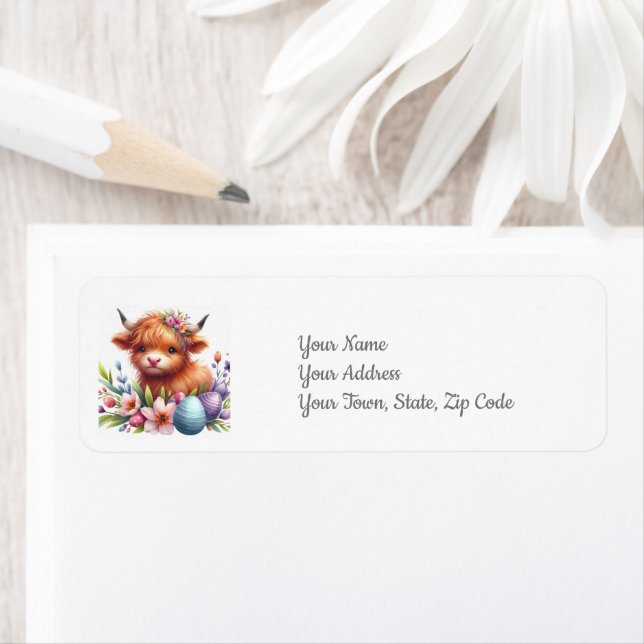Highland Cow Animal Baby Shower  Label (Insitu)