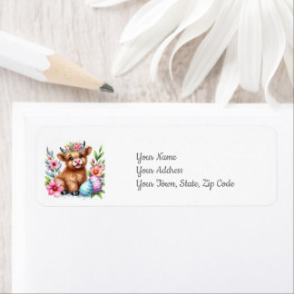 Highland Cow Animal Baby Shower Label