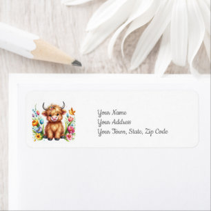 Highland Cow Animal Baby Shower Label