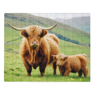 Highland Cow Animal Nature Wildlife Affection Love Jigsaw Puzzle