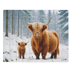 Highland Cow Animal Nature Wildlife Affection Love Jigsaw Puzzle