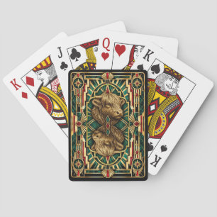 Highland Cow, Art Deco Wildlife Poker Cards