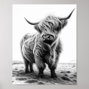 highland cow art print, highland cow wall decor