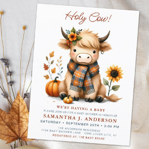 Highland Cow Autumn Cute Calf Baby Shower Invitation Postcard