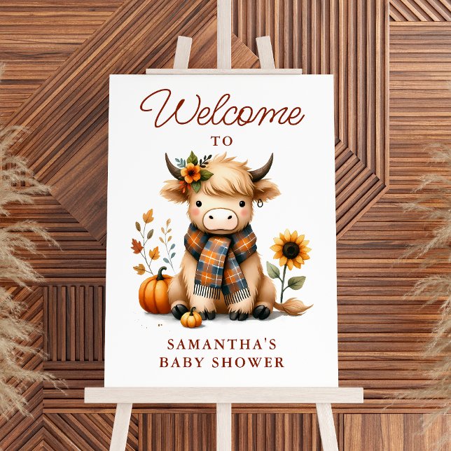 Highland Cow Autumn Cute Calf Welcome Baby Shower Foam Board (Creator Uploaded)