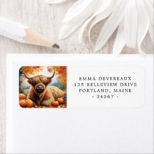 Highland Cow Autumn Pumpkins Return Address Label