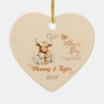  Highland cow &amp; baby Our First Mother&#39;sDayTogether Ceramic Ornament