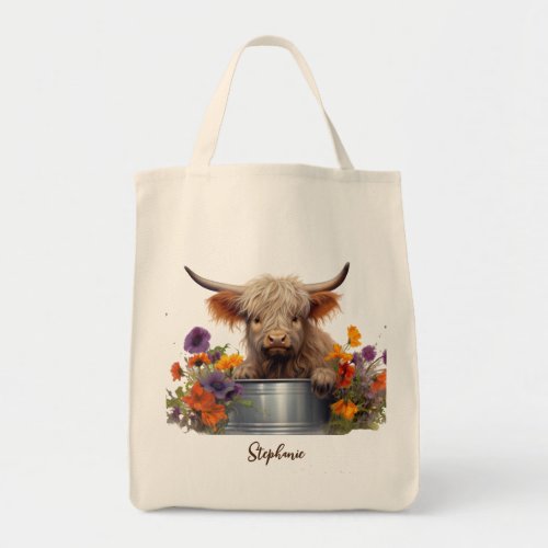 Highland Cow Baby Personalized  Tote Bag