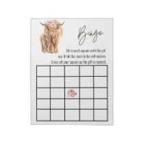 Highland Cow Baby Shower Bingo Game  Notepad