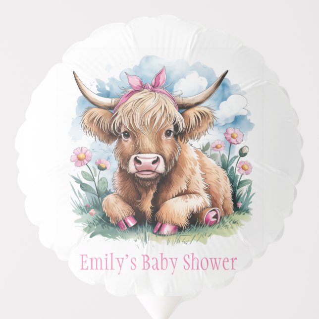 Highland Cow Baby Shower Bliss Balloon (Front)