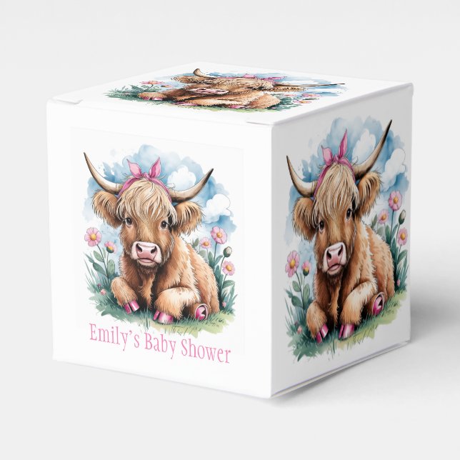 Highland Cow Baby Shower Bliss Favor Boxes (Front Side)