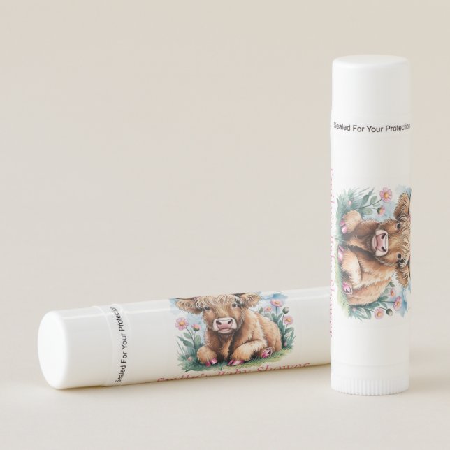 Highland Cow Baby Shower Bliss Lip Balm (Front)