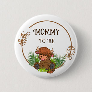 Highland Cow Baby Shower Button