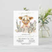 Highland Cow Baby Shower Cactus invitation (Standing Front)