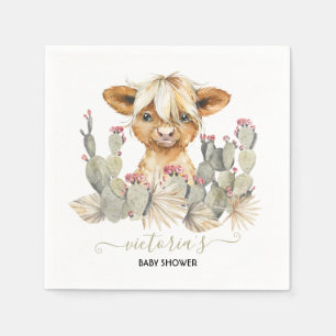 Highland Cow Baby Shower Cactus Napkins