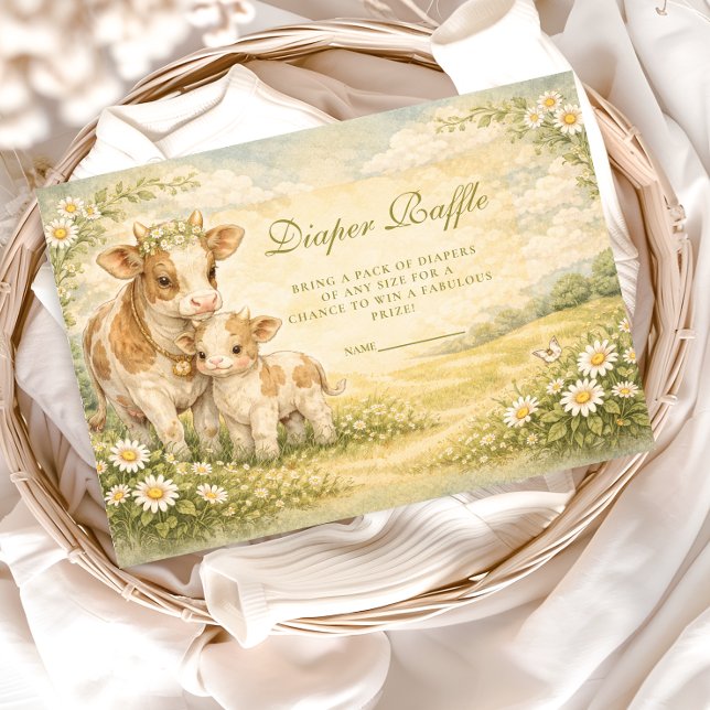 Highland Cow Baby Shower Diapper Raffle Enclosure Card (Creator Uploaded)