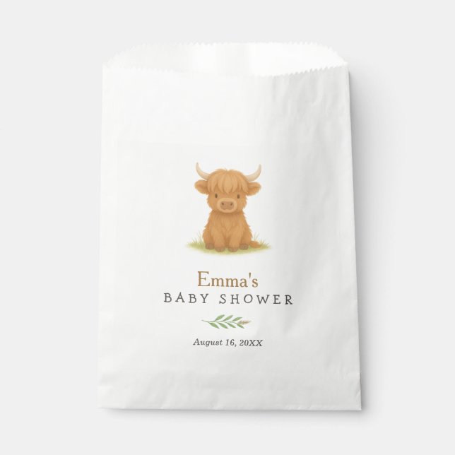 Highland Cow Baby Shower Favor Bag  (Front)