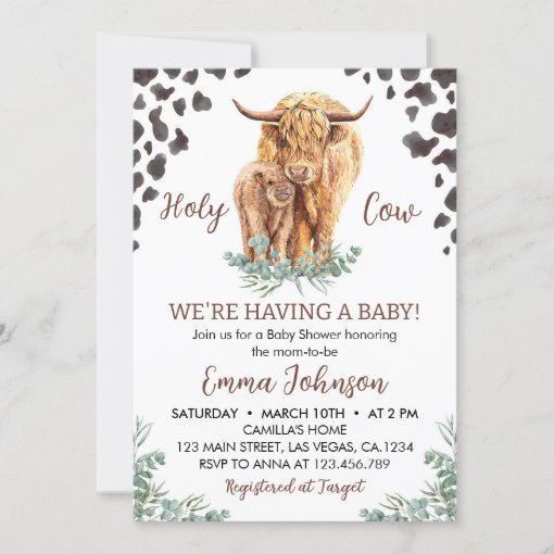 Highland Cow Baby Shower Invitation | Zazzle