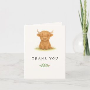 Highland Cow Baby Shower Thank you Card