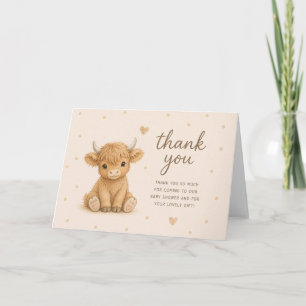 Highland Cow Baby Shower Thank You Card