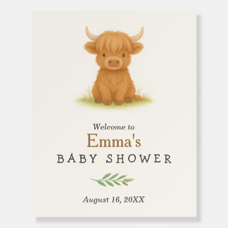 Highland Cow Baby Shower Welcome Sign