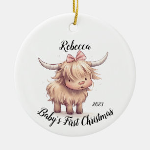 Highland Cow Baby's First Christmas Ornament