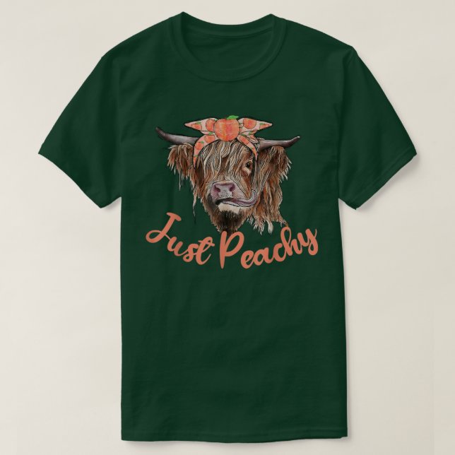 Highland Cow Bandana Just Peachy Western Country P T-Shirt (Design Front)