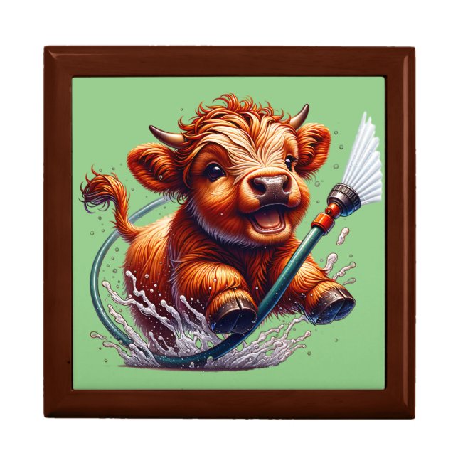 "Highland Cow Bath Time" Keepsake Gift Box (Front)