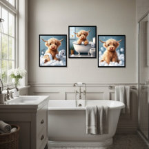 Highland Cow Bathroom Decor Wall set