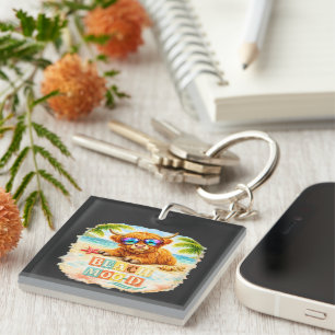 Highland cow Beach Mood Keychain