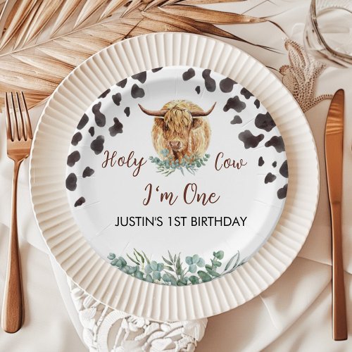 Highland Cow Birthday Baby Shower Paper Plates