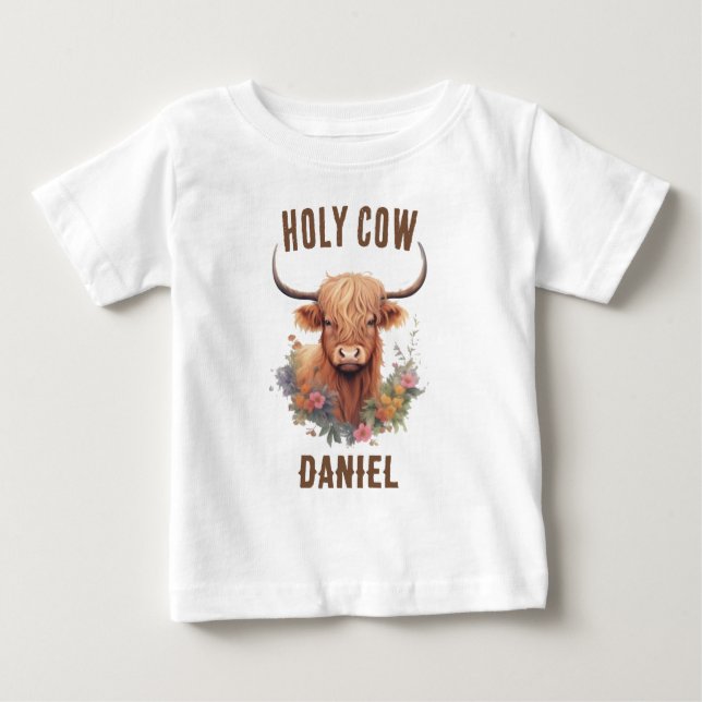 Highland Cow Birthday  Baby T-Shirt (Front)