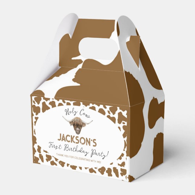 Highland Cow Birthday Favor Box (Front Side)
