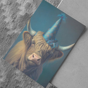 Highland Cow Birthday hat Card