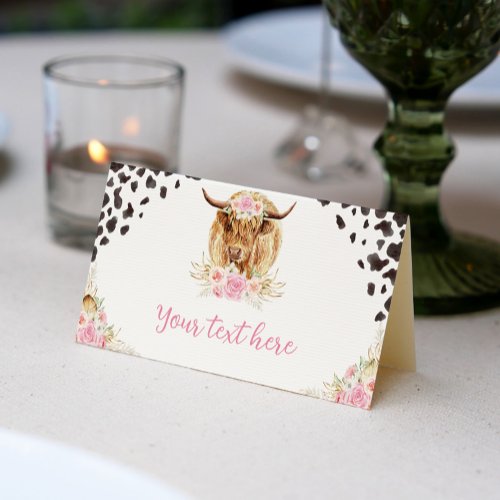 Highland Cow Birthday Party Place Card