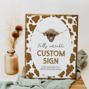 Highland Cow Birthday Party Table Sign