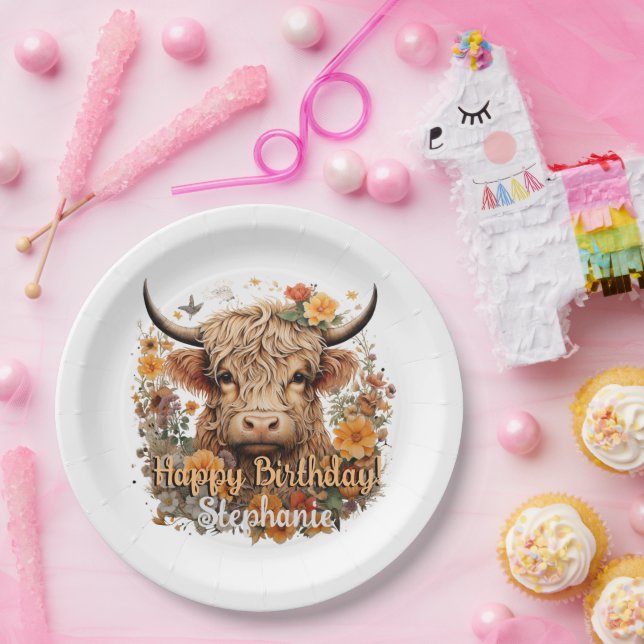 Highland Cow Birthday Shower Plate (Party)
