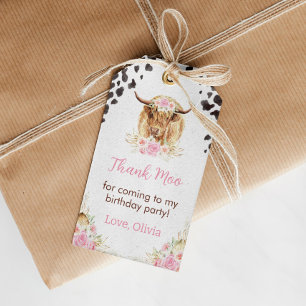 Highland Cow Birthday Thank You Tag