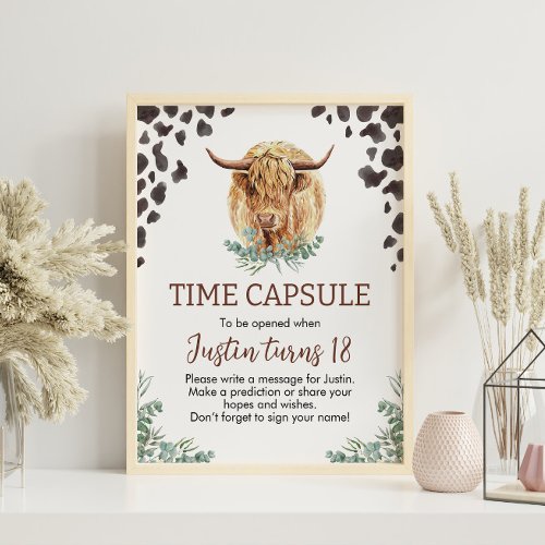 Highland Cow Birthday Time Capsule Poster