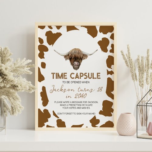 Highland Cow Birthday Time Capsule sign