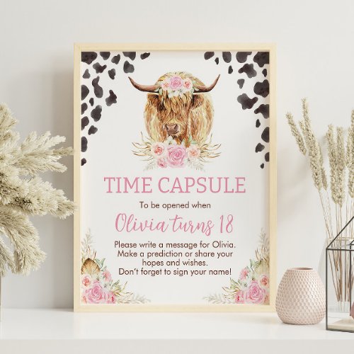 Highland Cow Birthday Time Capsule sign