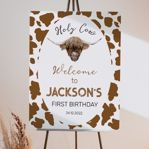 Highland Cow Birthday Welcome Sign