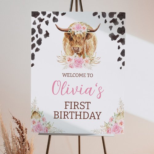 Highland Cow Birthday Welcome Sign