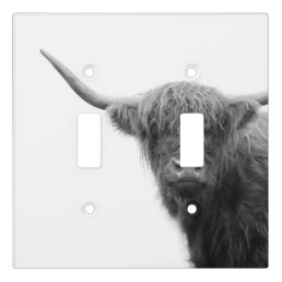 Highland Cow Black &amp; White #4 Light Switch Cover